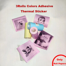 Adesivo de papel térmico para impressora, branco, livre de BPA, pacote com 3 rolos.