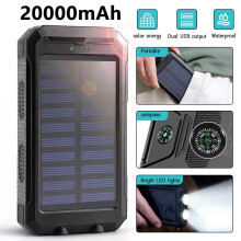 20000mAh solar power bank for iPhone with dual USB and LED