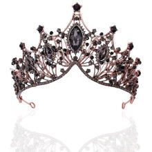 Black Baroque Queen Crown for Women Gothic Tiara with