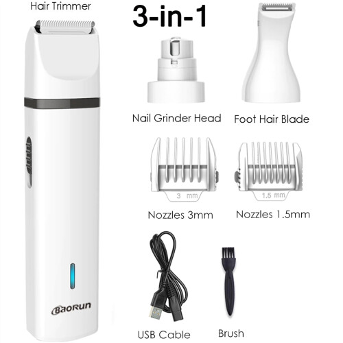 USB Rechargeable Pet Hair Trimmer 3-in-1