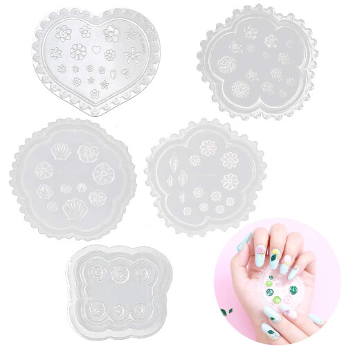 Flowers 3D Silicone Nail Art Mold 5 pcs
