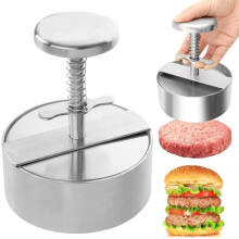 Happon Silver Burger Press Stainless Steel Adjustable Patty