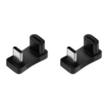 2X Adaptador USB 3.2 Tipo C Fêmea para Macho de 100 W em Formato de U de 180 Graus OTG 10 Gbps Dados Rápidos 4K