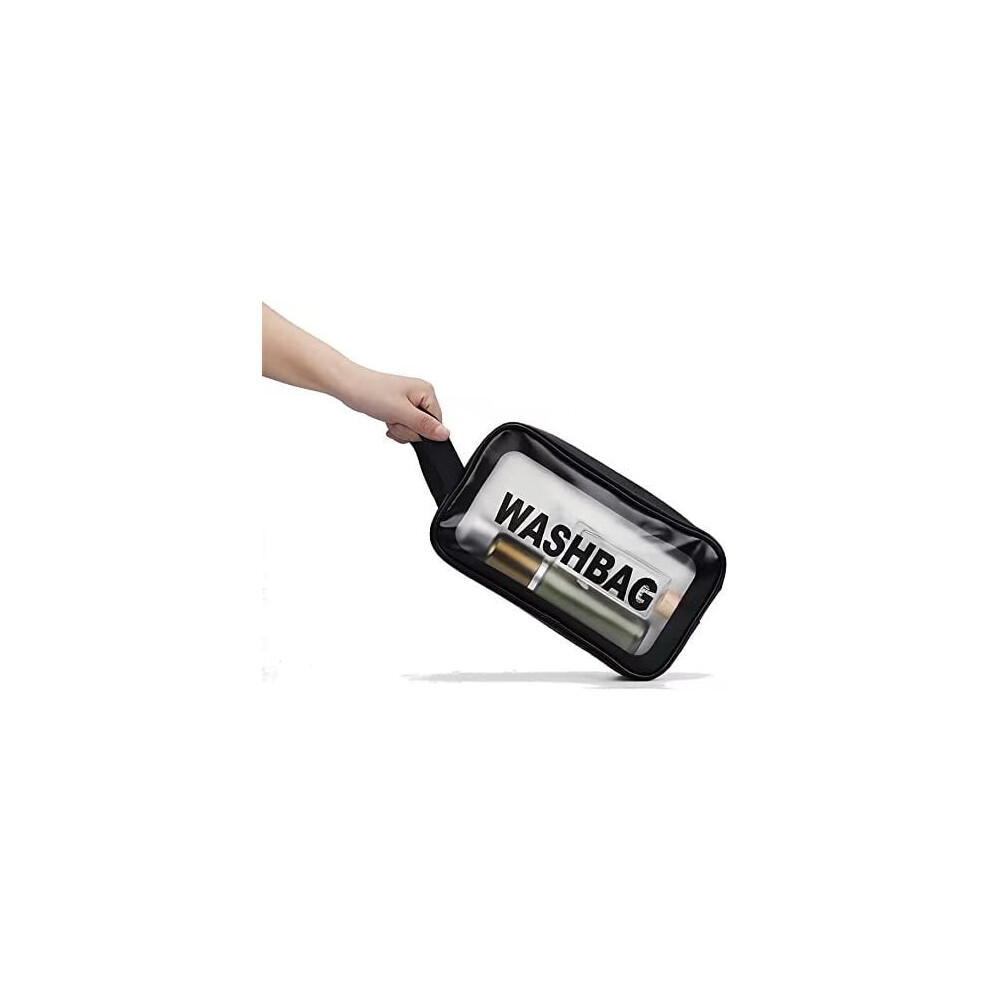 PVC Waterproof Translucent Cosmetic Bag Medium Black