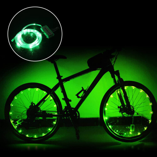 LED Bike Wheel Lights Green Waterproof 2-Pack