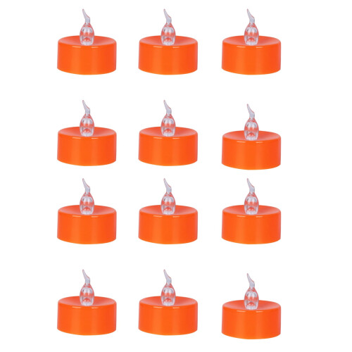 Orange LED Tea Lights Halloween Decoration 12 Pack