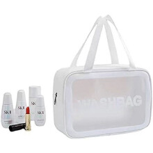 Clear Waterproof Toiletry Bag White Large