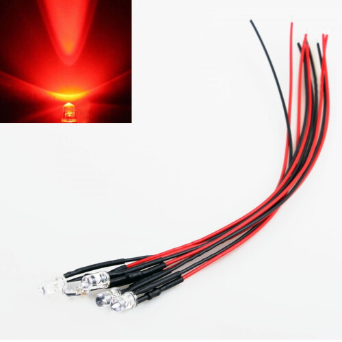 LED røde pærer rund top klar 10 stk.