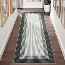 Haperlare Runner Rug Grey Modern Bordered 2' x 6'