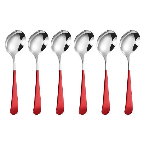 VISALY stainless steel round soup spoon set 6 pcs 1
