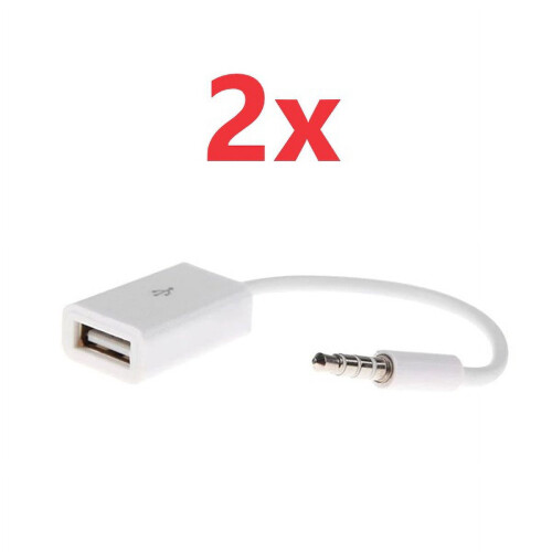 Audio Jack til USB-konverter 3,5 mm hvid adapter 2-pak