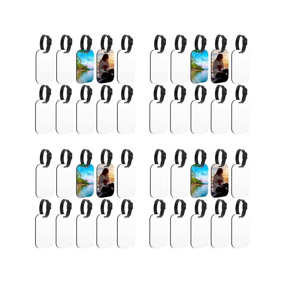 40Pcs Sublimation Blank Luggage Tags Blank Travel Bag Baggage Tags With Strap Double Sided Suitcase Label Tag White 6031329631655
