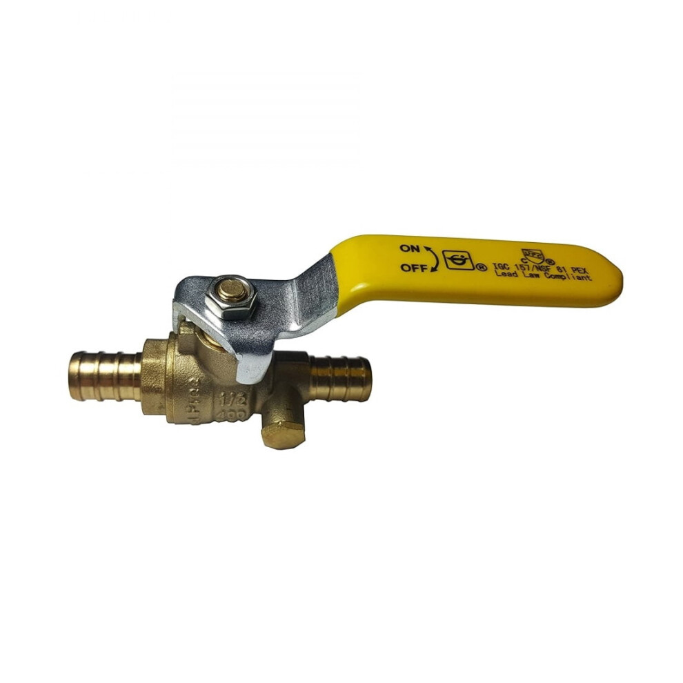 Brass Pex Inline Ball Valve With Barbed Fitting 1/2 Inch 9107258273321
