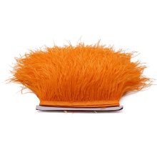Ostrich Feather Trim Ribbon Black White Orange 5M