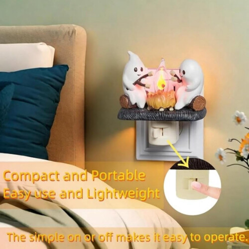 Ghost Roasting Marshmallows LED Night Light Pumpkin 2