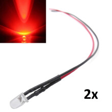 Rød LED-pære med forudkobling 5-12V DC 5mm