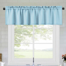 Kitchen Curtain Valance Waffle Weave Blue 60x15 in 1 Panel