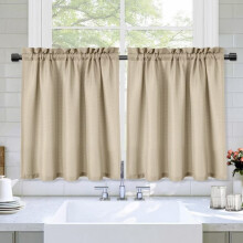 Kitchen Tier Curtains Waffle Texture Light Filtering Taupe