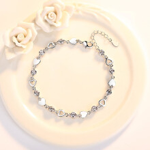 Women's 925 Sterling Silver Crystal Heart Infinity Bracelet
