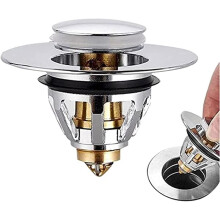 Stainless Steel Pop-Up Sink Drain Plug with Basket
