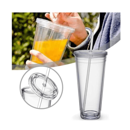 Clear Double-Wall Plastic Tumbler 480ml 1