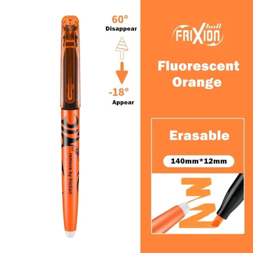 Pilot Frixion Erasable Highlighter Pen Fluorescent Orange