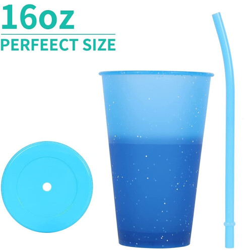 Reusable Plastic Tumblers with Lids and Straws 7-Piece Set 1