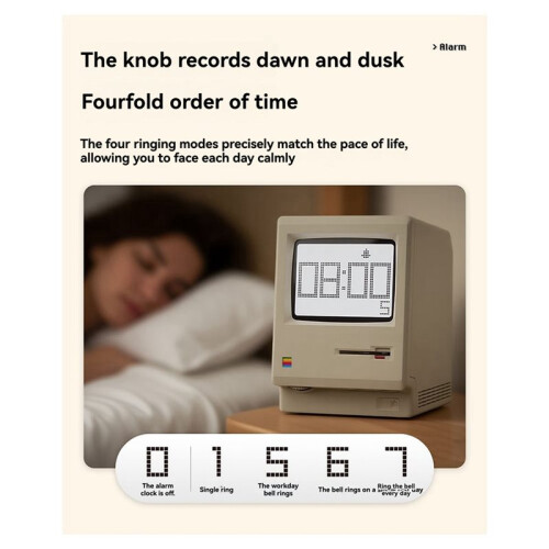 2X New Maclock Retro Clock Creativity Alarm Clock Student Specific Wake  Artifact Desktop Decor Computer Keyboard
