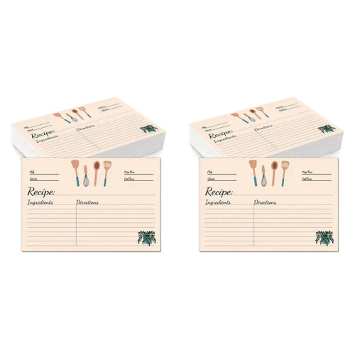 Recipe Cards 4x6 Inches 200-Pack Double-Sided Thick Blank