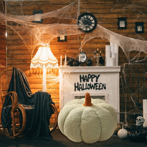 HBASD pumpkin throw pillow 3D Halloween decor green 28 cm 2