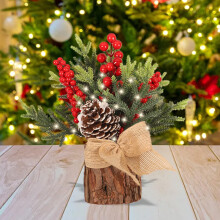 Small artificial Christmas tree with 20 LED lights and