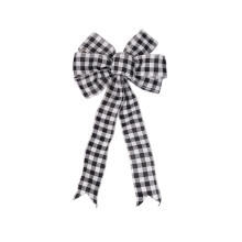 Christmas plaid ribbon bow black white 1 piece
