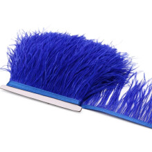 Ostrich Feather Trim Ribbon Black White Royal Blue 5M