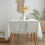 Rustic linen tablecloth beige embroidery rectangle heavy 1