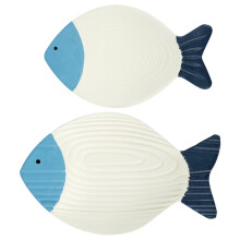 Wood Fish Wall Art Nautical Coastal Decor 2PCS