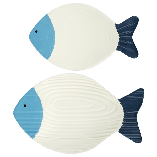Wood Fish Wall Art Nautical Coastal Decor 2PCS