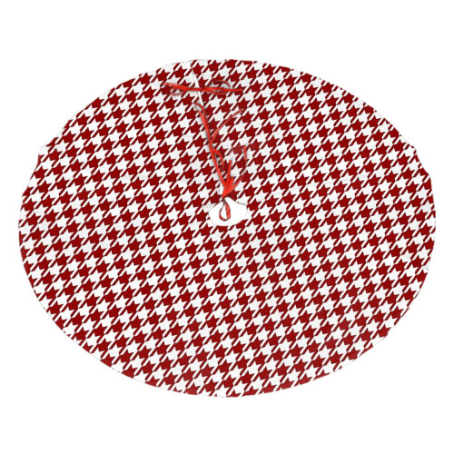 Christmas Tree Skirt Red Houndstooth 48 Inch 1