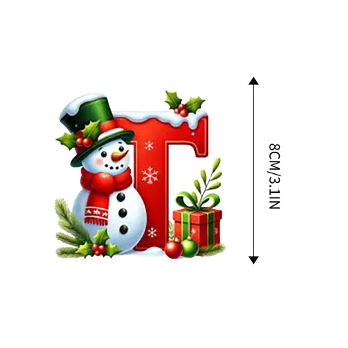 Snowman Initial Letter Ornament Red Christmas Tree Decor