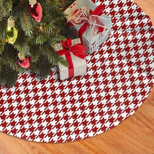 Christmas Tree Skirt Red Houndstooth 48 Inch 2