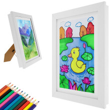 Kyoffiie Kids Art Frame com 12 lápis de cor A4 brancos