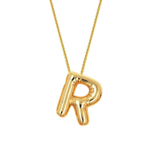 Bubble Letter Necklace Initial Pendant Women 1pc