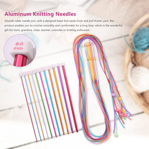 Tunisian Crochet Hook Set Plastic Cable Afghan Aluminum 1