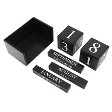 Wooden Desk Calendar Block Black Permanent Month Date