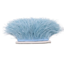 Ostrich Feather Trim Ribbon Black White Light Blue 10m