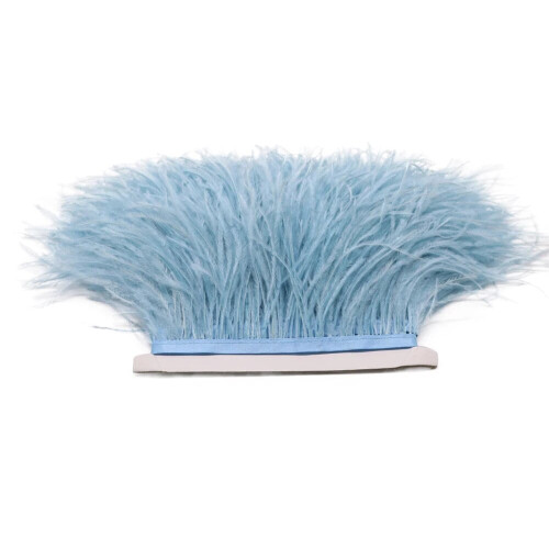 Ostrich Feather Trim Ribbon Black White Light Blue 10m