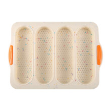 JilgTeok Loaf Pan Set of 1 with Four Buns, Non-stick Silicone Bread Pan for French Bread, Easy Release Baking Tool for Breakfast or Romantic Dinner