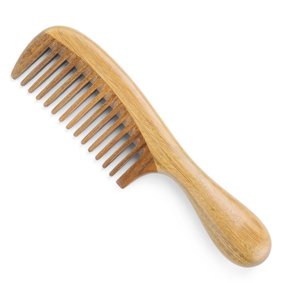 Handmade Green Sandalwood Hair Comb Wide Tooth