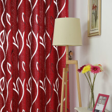 Red Vines Leaves Tulle Sheer Curtains 39 x 78 in