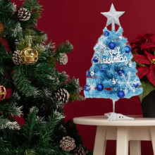 Mini blue Christmas tree desktop decoration 1 piece