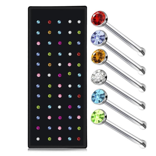 Piercing per il naso in acciaio inossidabile Wrea, 60 pezzi